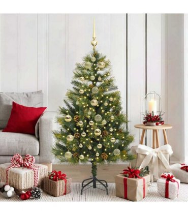 vidaXL Artificial Hinged Christmas Tree with Cones 150 cm 150 LEDs
