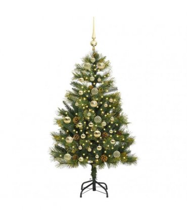 vidaXL Artificial Hinged Christmas Tree with Cones 150 cm 150 LEDs