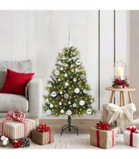 vidaXL Artificial Hinged Christmas Tree with Cones 150 cm 150 LEDs