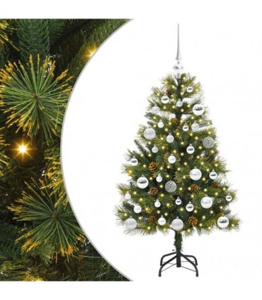 vidaXL Artificial Hinged Christmas Tree with Cones 150 cm 150 LEDs
