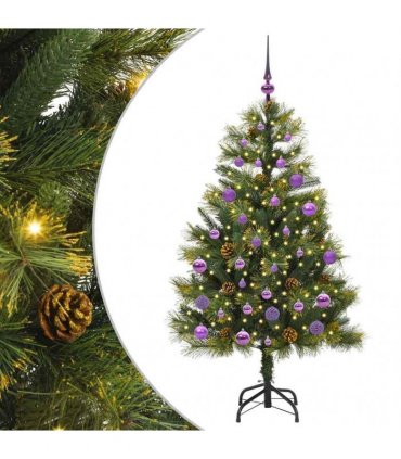 vidaXL Artificial Hinged Christmas Tree with Cones 150 cm 150 LEDs