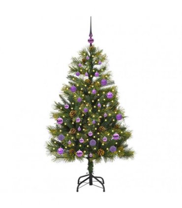 vidaXL Artificial Hinged Christmas Tree with Cones 150 cm 150 LEDs