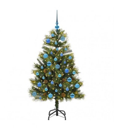 vidaXL Artificial Hinged Christmas Tree with Cones 150 cm 150 LEDs