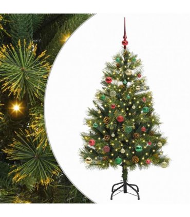 vidaXL Artificial Hinged Christmas Tree with Cones 150 cm 150 LEDs