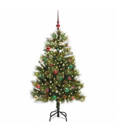 vidaXL Artificial Hinged Christmas Tree with Cones 150 cm 150 LEDs