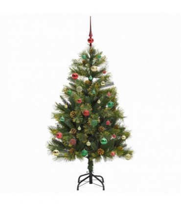 vidaXL Artificial Hinged Christmas Tree with Cones 150 cm 150 LEDs