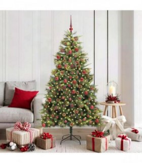 vidaXL Artificial Hinged Christmas Tree with Cones 180 cm 300 LEDs