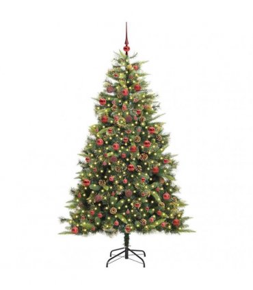 vidaXL Artificial Hinged Christmas Tree with Cones 180 cm 300 LEDs