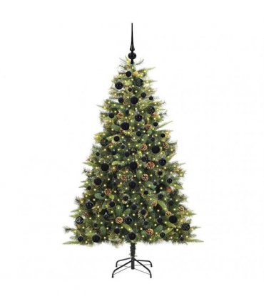 vidaXL Artificial Hinged Christmas Tree with Cones 180 cm 300 LEDs