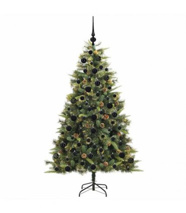 vidaXL Artificial Hinged Christmas Tree with Cones 180 cm 300 LEDs