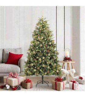 vidaXL Artificial Hinged Christmas Tree with Cones 180 cm 300 LEDs