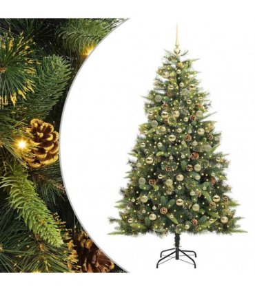 vidaXL Artificial Hinged Christmas Tree with Cones 180 cm 300 LEDs