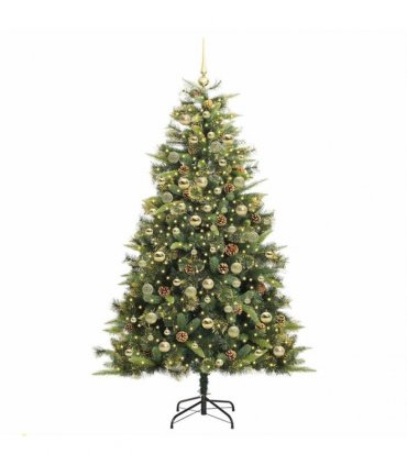 vidaXL Artificial Hinged Christmas Tree with Cones 180 cm 300 LEDs