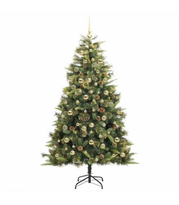 vidaXL Artificial Hinged Christmas Tree with Cones 180 cm 300 LEDs