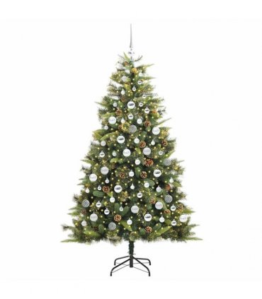 vidaXL Artificial Hinged Christmas Tree with Cones 180 cm 300 LEDs