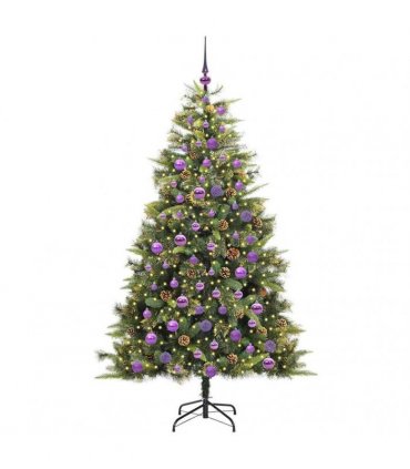 vidaXL Artificial Hinged Christmas Tree with Cones 180 cm 300 LEDs