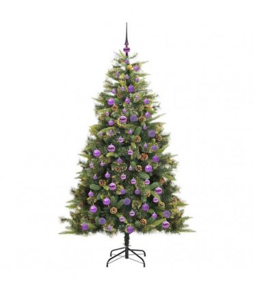 vidaXL Artificial Hinged Christmas Tree with Cones 180 cm 300 LEDs