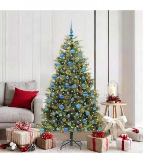 vidaXL Artificial Hinged Christmas Tree with Cones 180 cm 300 LEDs