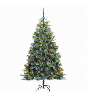 vidaXL Artificial Hinged Christmas Tree with Cones 180 cm 300 LEDs