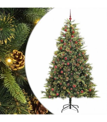 vidaXL Artificial Hinged Christmas Tree with Cones 210 cm 300 LEDs
