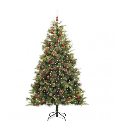 vidaXL Artificial Hinged Christmas Tree with Cones 210 cm 300 LEDs
