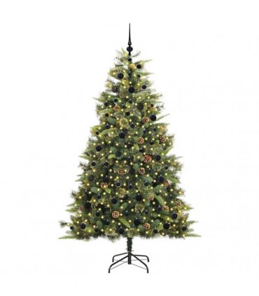 vidaXL Artificial Hinged Christmas Tree with Cones 210 cm 300 LEDs