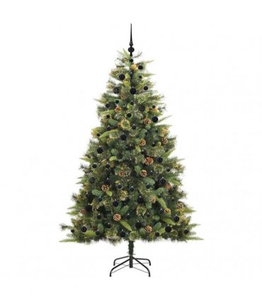 vidaXL Artificial Hinged Christmas Tree with Cones 210 cm 300 LEDs