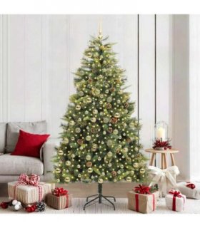 vidaXL Artificial Hinged Christmas Tree with Cones 210 cm 300 LEDs