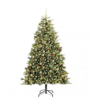 vidaXL Artificial Hinged Christmas Tree with Cones 210 cm 300 LEDs