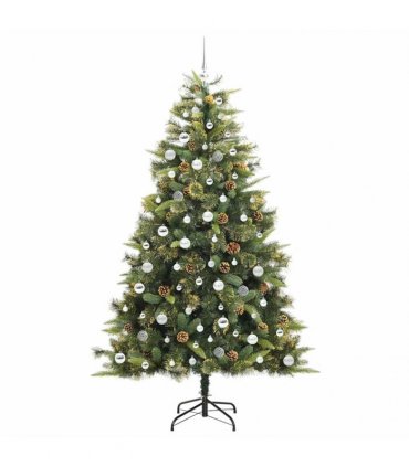 vidaXL Artificial Hinged Christmas Tree with Cones 210 cm 300 LEDs