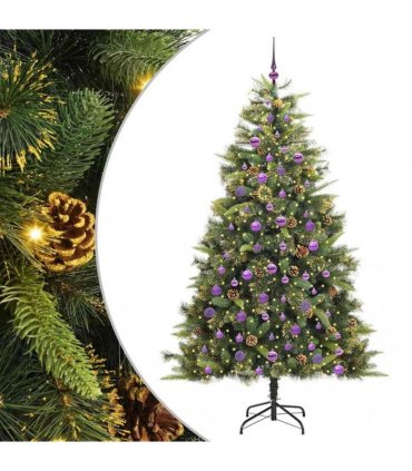 vidaXL Artificial Hinged Christmas Tree with Cones 210 cm 300 LEDs