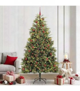 vidaXL Artificial Hinged Christmas Tree with Cones 240 cm 300 LEDs
