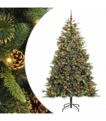 vidaXL Artificial Hinged Christmas Tree with Cones 240 cm 300 LEDs