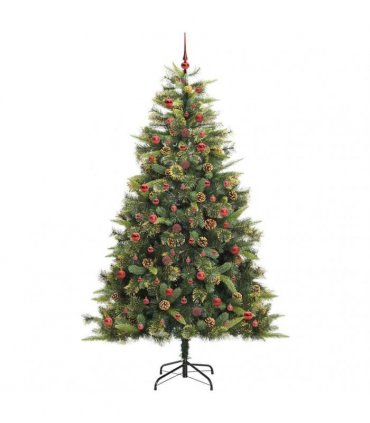 vidaXL Artificial Hinged Christmas Tree with Cones 240 cm 300 LEDs
