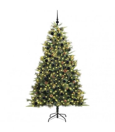 vidaXL Artificial Hinged Christmas Tree with Cones 240 cm 300 LEDs