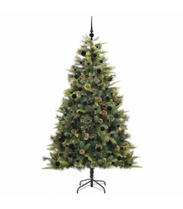 vidaXL Artificial Hinged Christmas Tree with Cones 240 cm 300 LEDs
