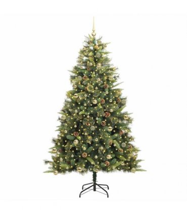 vidaXL Artificial Hinged Christmas Tree with Cones 240 cm 300 LEDs