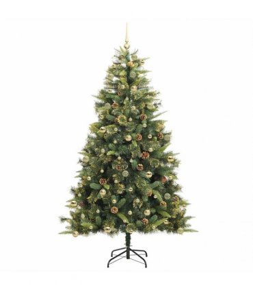 vidaXL Artificial Hinged Christmas Tree with Cones 240 cm 300 LEDs