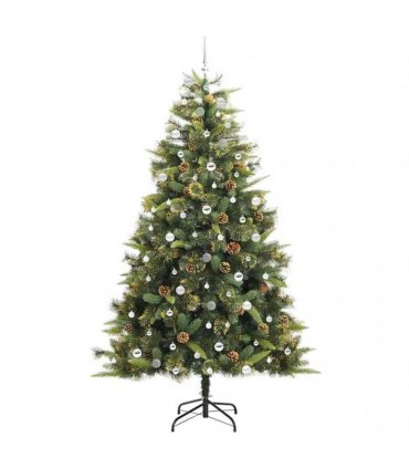 vidaXL Artificial Hinged Christmas Tree with Cones 240 cm 300 LEDs