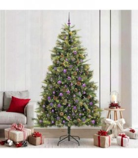 vidaXL Artificial Hinged Christmas Tree with Cones 240 cm 300 LEDs