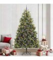 vidaXL Artificial Hinged Christmas Tree with Cones 240 cm 300 LEDs
