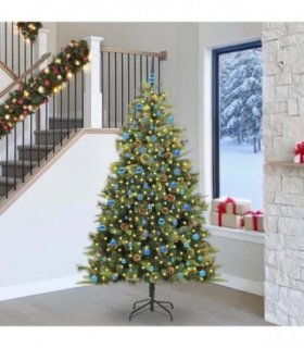 vidaXL Artificial Hinged Christmas Tree with Cones 240 cm 300 LEDs