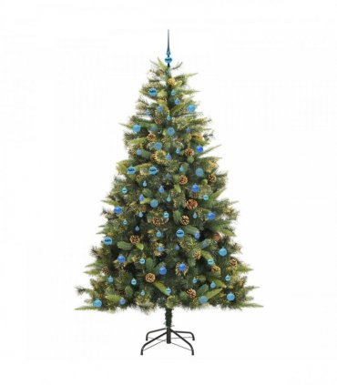 vidaXL Artificial Hinged Christmas Tree with Cones 240 cm 300 LEDs