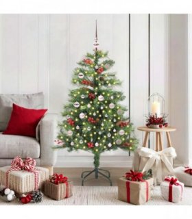 vidaXL Artificial Hinged Christmas Tree with Cones and Berries 150 cm