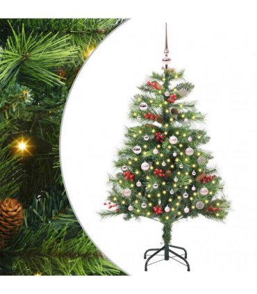 vidaXL Artificial Hinged Christmas Tree with Cones and Berries 150 cm