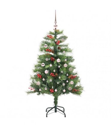vidaXL Artificial Hinged Christmas Tree with Cones and Berries 150 cm