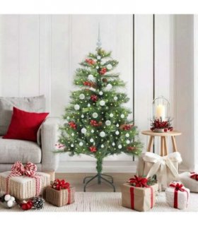 vidaXL Artificial Hinged Christmas Tree with Cones and Berries 150 cm