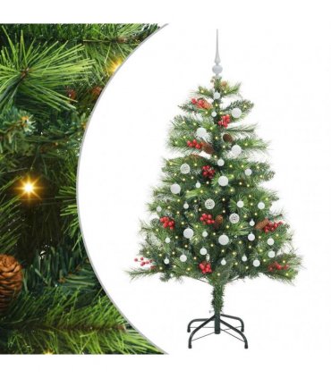 vidaXL Artificial Hinged Christmas Tree with Cones and Berries 150 cm