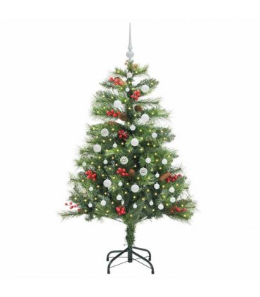 vidaXL Artificial Hinged Christmas Tree with Cones and Berries 150 cm