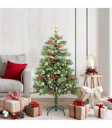 vidaXL Artificial Hinged Christmas Tree with Cones and Berries 150 cm